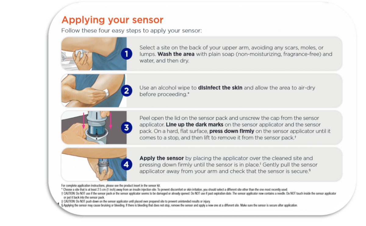 image showing how to apply freestyle libre2 sensor